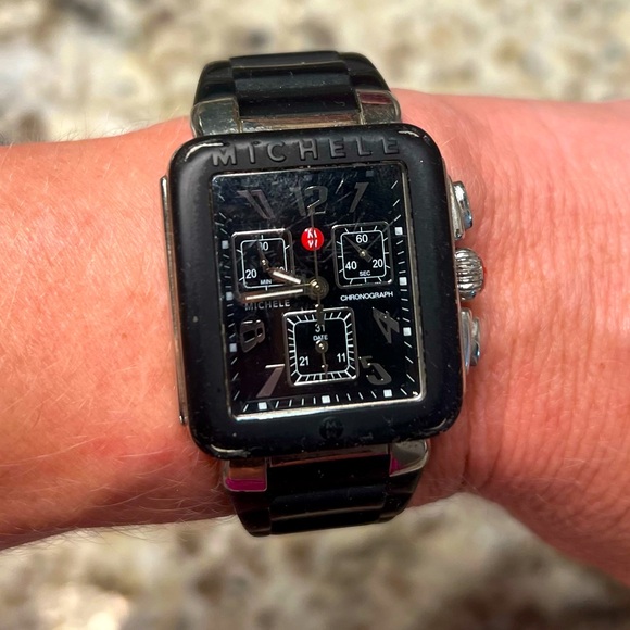 Michele Accessories Michele Chronograph Watch Black Silicone